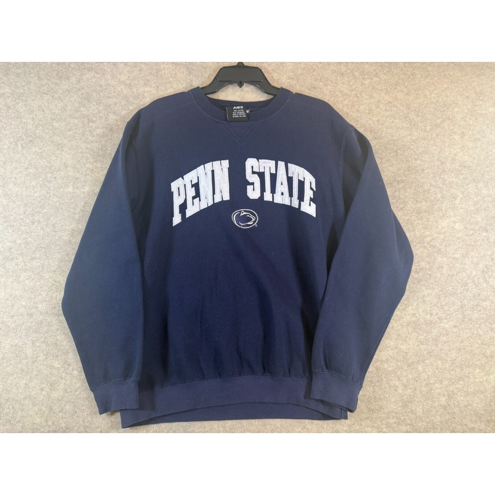AMS Penn State Sweatshirt L Navy Blue Embroidered Nittany Lions Crewneck PSU